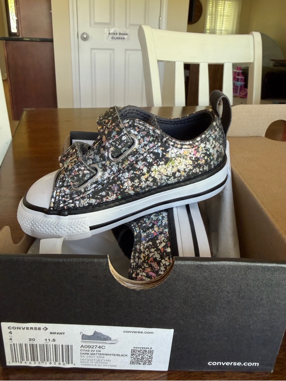 Converse Black Box with Floral-Pattern Infant High Tops
